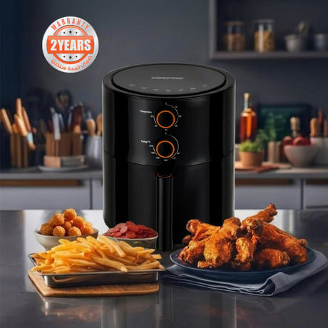 Geepas Air Fryer- GAF37513/ 4.0 L Pot, Non-Stick Coating, with Vortex Frying Technology/ Multiple Function, 1-60 Min Timer, Temperature 80-200 Degree Celsius, Black
