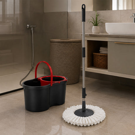 Royalford Elegant Spin Easy Mop | 360° Rotating Microfiber Mop Head| 16L Large Bucket Capacity| Hands-Free Wringing & Splash-Free Cleaning for Professional Home Use