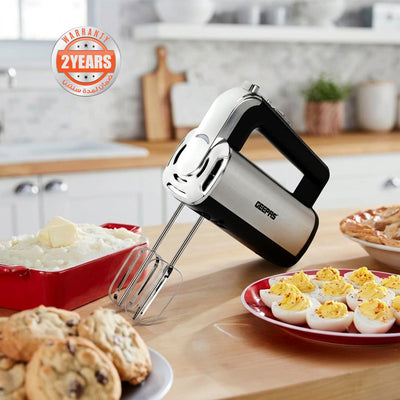 Geepas Hand Mixer GHM2001 | 400W Powerful Electric Hand Mixer| 5 Speed Control| Turbo Function| Stainless Steel Beaters| Lightweight Design| Easy to Use| 2 Years Warranty