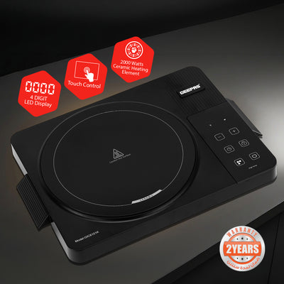 Geepas Digital Infrared Cooker GIC6101 | 2000W High Power  Electric Cooker| Touch Control | Digital Display| Large Heating Plate| Multi Functions | 2 Year Warranty