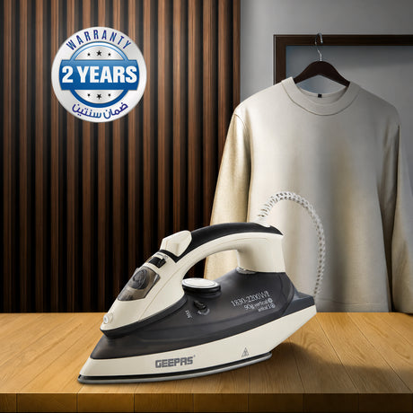 Geepas GSI24013UK Ceramic Steam Iron 2200W with Ceramic Soleplate | Variable Steam Control  |  Vertical Steam Function |  320ml Water Tank and Wet & Dry Ironing