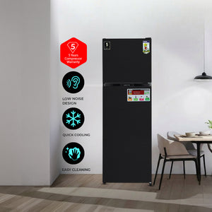 Geepas GRF3207SSXXN No Frost Double Door Refrigerator with Inverter Technology | Multi Air Flow  | Twist Ice Maker | Large Storage Capacity | Stainless Steel Finish