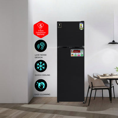 Geepas GRF3207SSXXN No Frost Double Door Refrigerator with Inverter Technology | Multi Air Flow  | Twist Ice Maker | Large Storage Capacity | Stainless Steel Finish