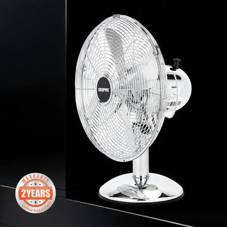 Geepas GF9610 12” Metal Table Fan | 3-Speed Powerful Cooling with High-Performance Motor | Durable Metal Body | Adjustable Tilt | Wide Oscillation | 2 Years Warranty