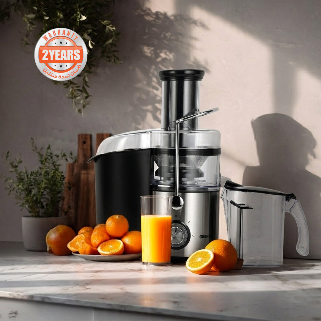 Geepas Juice Extractor GJE5437 | 800W | Wide Feed Tube for Whole Fruits & Vegetables| 2.2L Pulp Container| Stainless Steel Body| Multi-Safety Protection| 2 Years Warranty