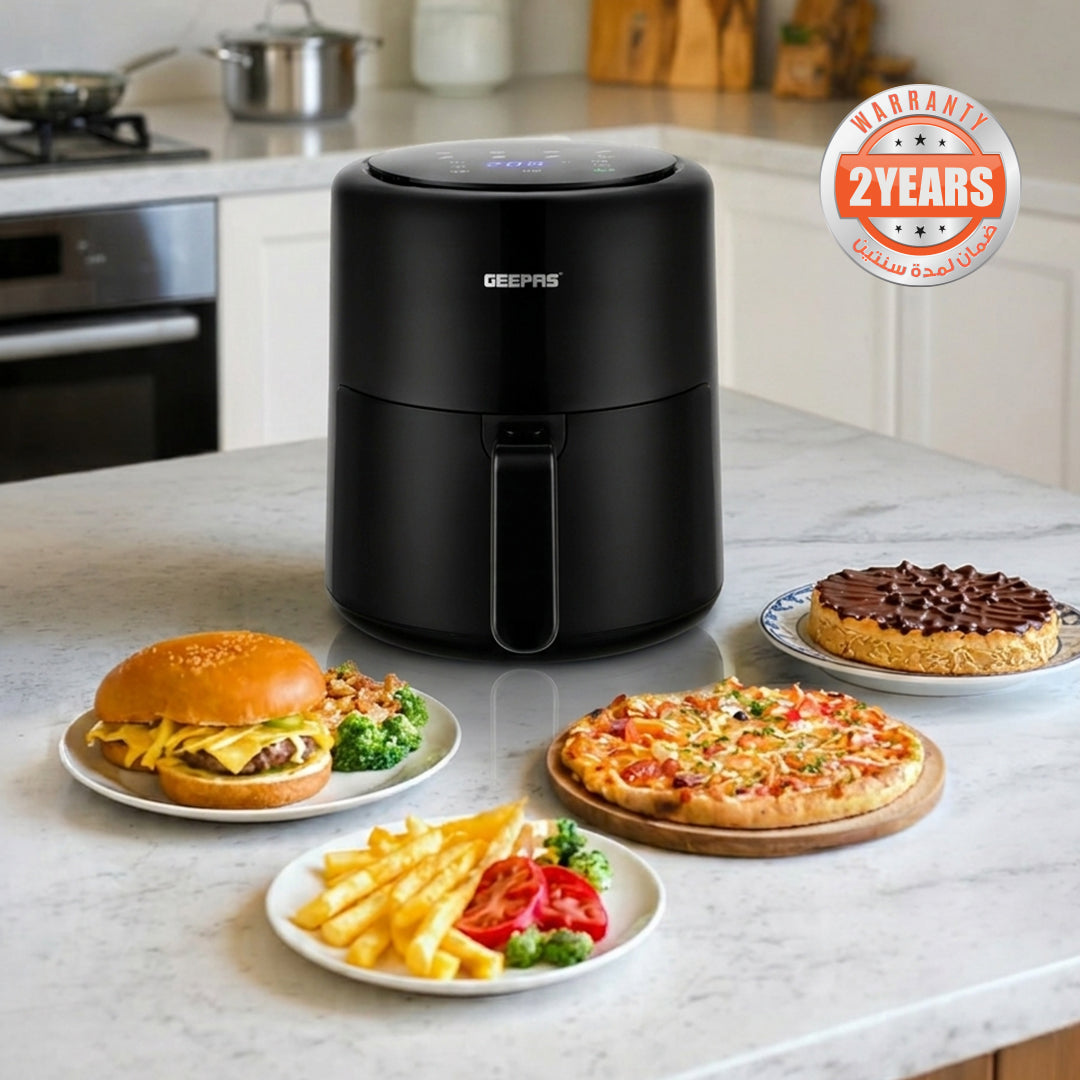 Geepas Digital Air Fryer- GAF37512T/4.0 L Pot, with Vortex Air Frying Technology/Multiple Function, 1-60 Min Timer, Temperature 80-200 Degree Celsius/Touch Screen Control