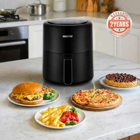Geepas Digital Air Fryer- GAF37512T/4.0 L Pot, with Vortex Air Frying Technology/Multiple Function, 1-60 Min Timer, Temperature 80-200 Degree Celsius/Touch Screen Control