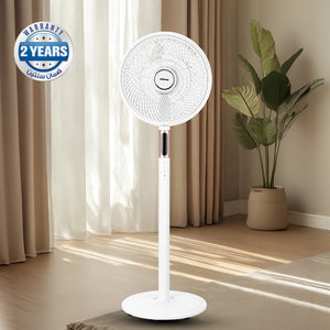 Geepas GF21205 14” Stand Fan with Remote Control | Scandi Series, 60W Motor| 3-Speed| 8H Timer| 5-Blade Air Circulation| Wide Oscillation| Korean Style| 2 Years Warranty