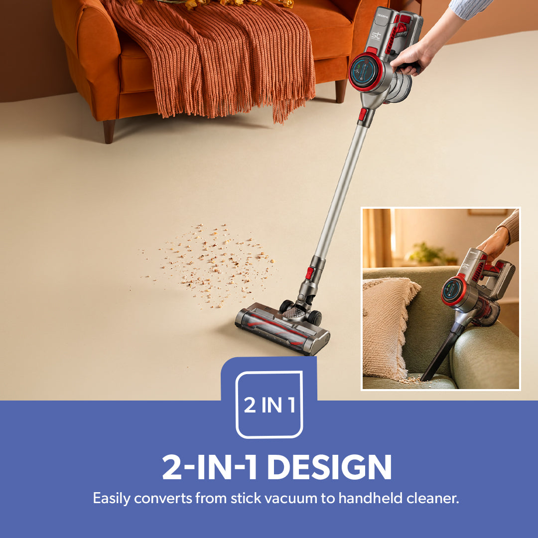 Geepas GVC19041UK Cordless 2-in-1 Stick and  Handheld Vacuum Cleaner | Lightweight Floor-to-Ceiling Cleaning | Multi-Surface Performance | Low Maintenance Design