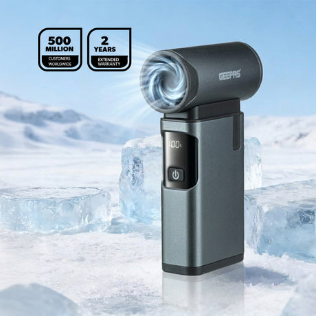 Geepas GF21236 Wireless High-Speed Jet Fan| 90000 RPM Powerful Cleaning Performance| Long-Lasting 4000mAh Battery|5 Adjustable Speed Modes| Mini Vacuum & Nozzles Included