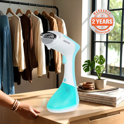 Geepas GGS25043-GN Handheld Garment Steamer | 1300W with Fast Heat-Up| Continuous Steam 25g/min| 260ml Detachable Tank| Vertical Ironing| Compact Design & 2 Year Warranty