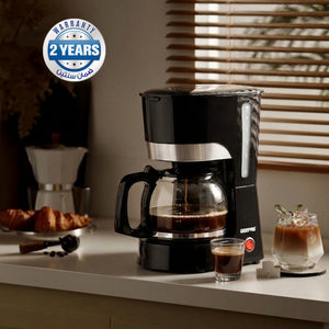 Geepas GCM6103 Coffee Maker | 1.5L Capacity| High-Temperature Glass Carafe| Permanent Nylon Filter| Transparent Water Gauge| Non-Stick Warming Plate| 1000W Power