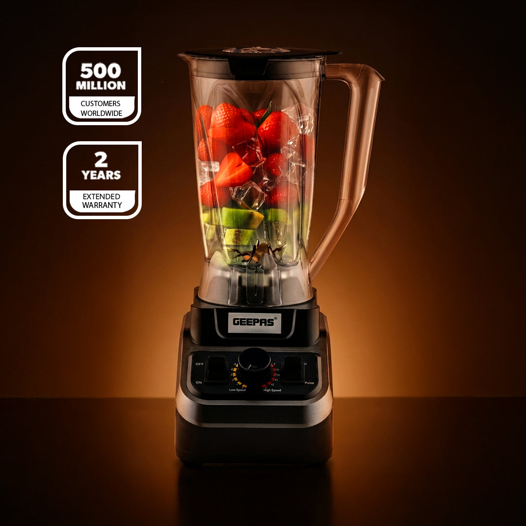 Geepas GSB44037 2000W High-Power Blender | 2L Unbreakable Jar| 16 Speed Control with Pulse| Stainless Steel Blade for Smoothies, Ice Crushing & Daily Food Preparation
