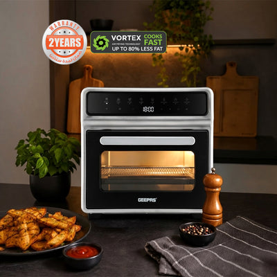 Geepas 25L Digital Air Fryer Oven GAFO37549 | Vortex Rapid Air Technology | 8 Preset Cooking Modes| Adjustable 40–200°C Temperature and 1800W High Cooking Performance