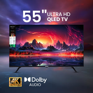 Geepas GLED5505GTQLD 55 Inch 4K Ultra HD QLED Smart Google TV |   Dolby Audio |  Built-in Chromecast |  3840x2160 Resolution |  HDMI & USB Ports |  Voice Remote