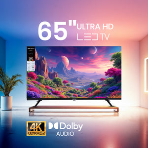 Geepas GLED6565GTQLD 65” 4K Ultra HD QLED Smart TV with Google TV | Dolby Audio & HDR | Built-in Chromecast | 3 HDMI, 2 USB, DVB-T2/S2, Voice Remote & Wall Mount