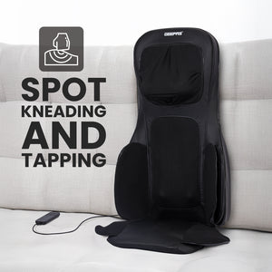 Geepas Full-Body Massage Chair Pad GM86103 | Shiatsu Massage, Airbag Compression, Heating Therapy, Adjustable Intensity, Neck & Back Relaxation Cushion for Home & Office