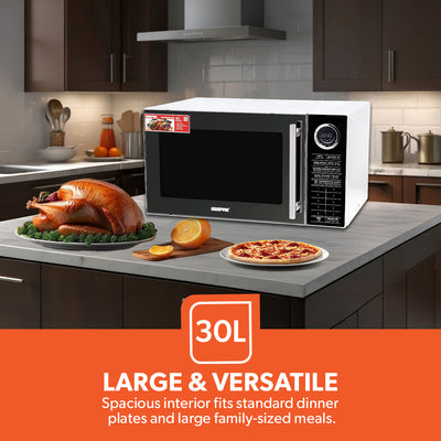 Geepas 30L Convection Microwave Oven  GMO2706CB | Grill, Microwave & Convection Functions | Digital Control | Multi-Stage Cooking | 1400W Power |  1-Year Warranty