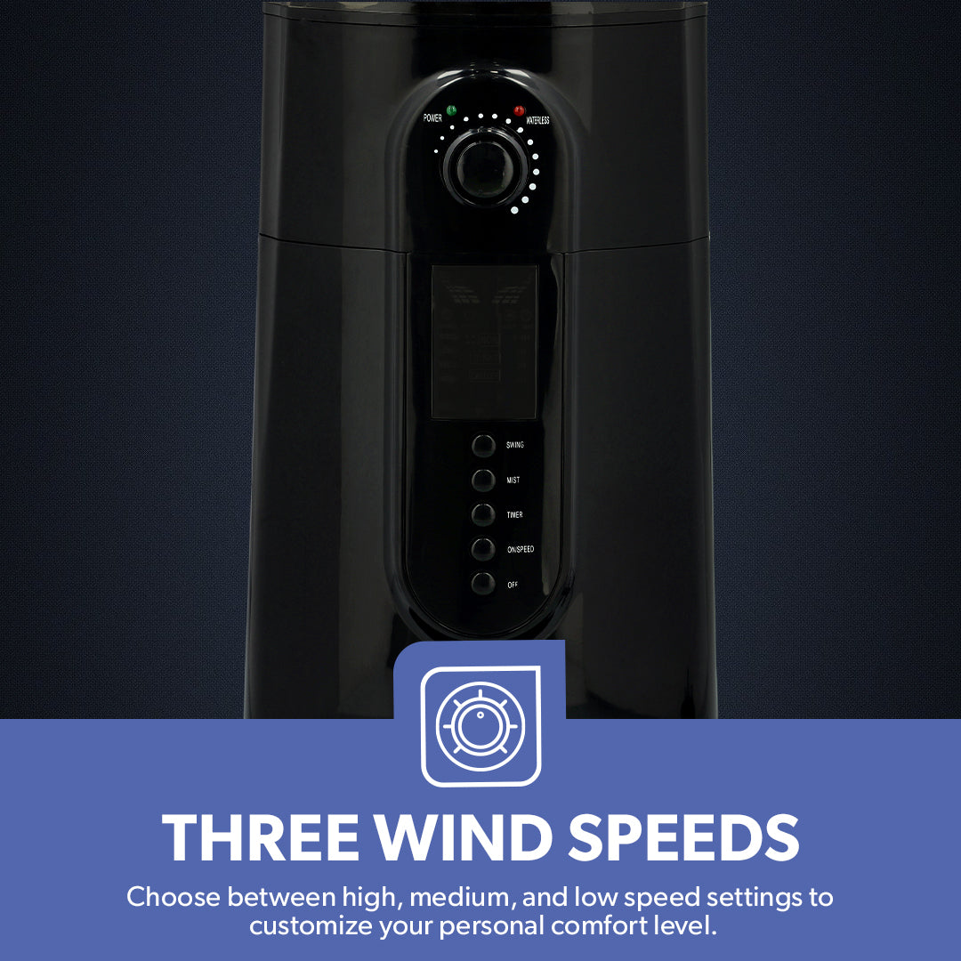 Geepas GF21161 16-Inch Mist Fan with LCD Display | 3 Wind Speeds| 3 Cooling Modes| 7.5-Hour Timer| 2L Water Tank| Remote Control| 100% Copper Motor| 2 Years Warranty