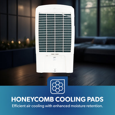 Geepas GAC9602 Air Cooler | 70L Large Water Tank| 150W Power Consumption| Efficient Honeycomb Cooling Pads| Rust Proof Fan| High Airflow Performance| 2 Years Warranty