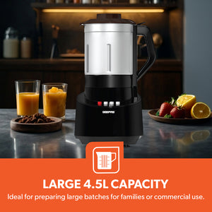 Geepas GSB44043 1800W Professional Blender | 4.5L Capacity | Stainless Steel Jar | 2 Speed Control with Pulse Function | Safety Lock  | Perfect for Home & Commercial Use