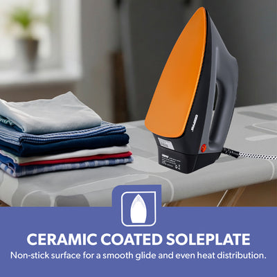 Geepas GDI2748 Heavy Duty Dry Iron | 1200W with Ceramic Coated Soleplate | Auto Cut-Off Thermostat| Adjustable Temperature Control for Safe & Smooth Ironing at Home