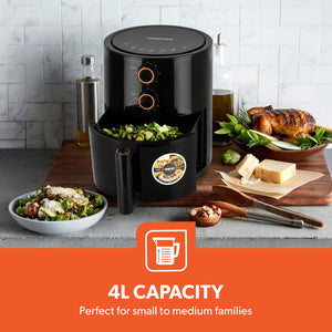 Geepas Air Fryer- GAF37513/ 4.0 L Pot, Non-Stick Coating, with Vortex Frying Technology/ Multiple Function, 1-60 Min Timer, Temperature 80-200 Degree Celsius, Black