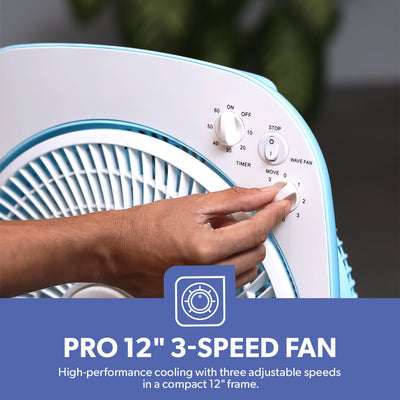 Geepas GF926 12 Inch Box Fan | 60-Min Timer | 3 Speed Control | Powerful Motor | Compact Portable Design | Energy Efficient Cooling Fan for Home, Office & Indoor Use
