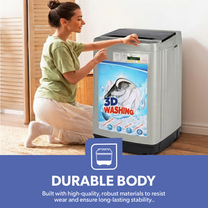 Geepas GFWM6800LCR Automatic Washing Machine | 7Kg Top Load Washer with 3D Waterfall | Smart Sensor| Magic Cleaning Filter| Diamond Drum & 10 Wash Programs| 800RPM Motor