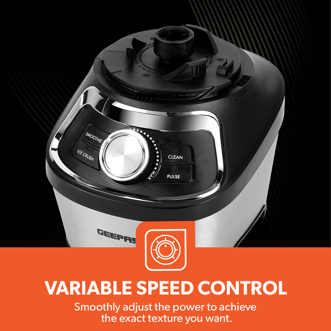 Geepas GSB44116UK Professional Blender with 1200W Peak Power Motor | 1.8L BPA-Free Tritan Jar | Variable Speed Control | Pulse Function & Ice Crush Technology | Durable