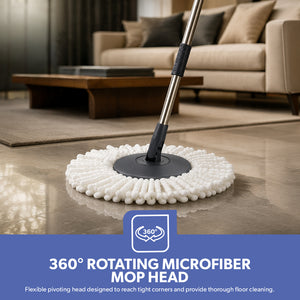 Royalford Elegant Spin Easy Mop | 360° Rotating Microfiber Mop Head| 16L Large Bucket Capacity| Hands-Free Wringing & Splash-Free Cleaning for Professional Home Use