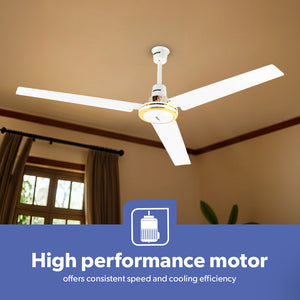 Geepas GF9428 56 Inch Ceiling Fan | 3 Speed Control| Rust Resistant Blades| Energy Efficient Motor| High Air Delivery for Maximum Cooling| Perfect for Home & Office Use