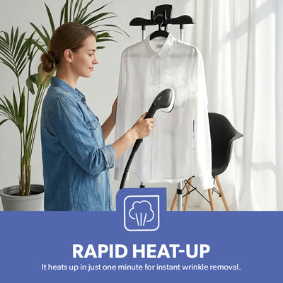 Geepas GGS25030 Multifunction Garment Steamer | 1.6L Water Tank| LCD Display| 5 Steam Levels| Stainless Steel Nozzle| Double Heating| 2180W Power| 2-in-1 Steamer & Iron