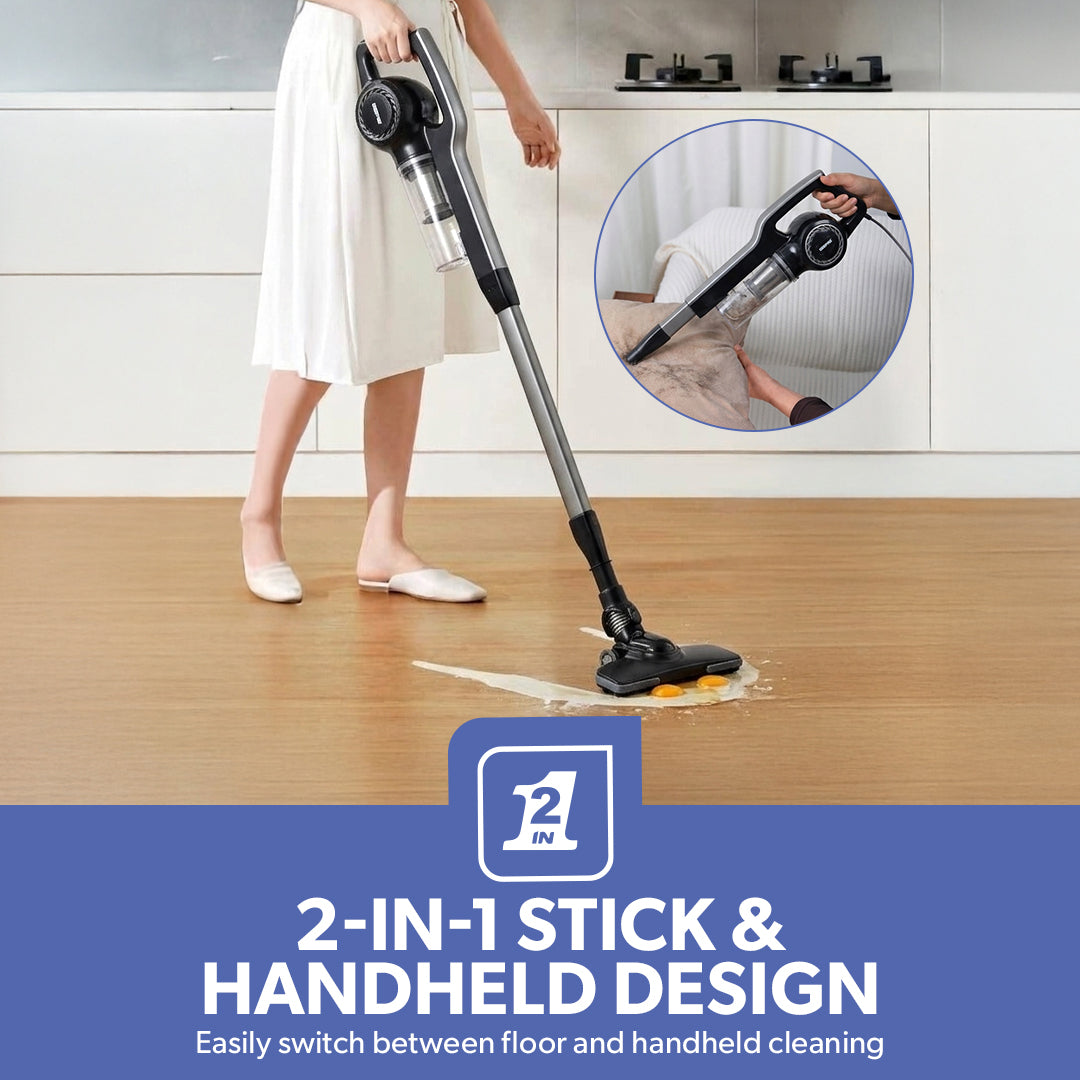 Geepas GVC2596N Stick & Handheld Vacuum Cleaner | 600W with HEPA Filter | 0.9L Dust Capacity | Lightweight & Easy to Use Design | Powerful Suction for Home Cleaning