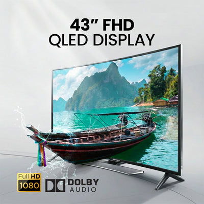 Geepas 43 Inch FHD QLED Google TV GLED4325GTQLD | Dolby Audio | Google TV OS | Built-in Wi-Fi & Bluetooth | HDMI & USB Connectivity | Voice Control | 1 Year warranty