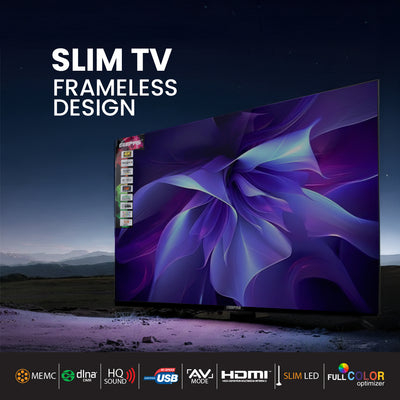 Geepas GLED7580SWUHD 75” 4K Ultra HD LED Smart TV |  WebOS Hub | Apple AirPlay | Frameless Design | MEMC Technology | 3 HDMI, 2 USB, Magic Air Mouse & Smart Apps
