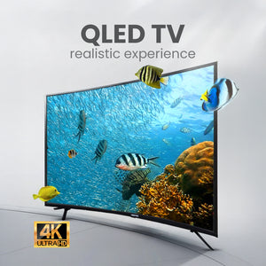 Geepas GLED5505GTQLD 55 Inch 4K Ultra HD QLED Smart Google TV |   Dolby Audio |  Built-in Chromecast |  3840x2160 Resolution |  HDMI & USB Ports |  Voice Remote