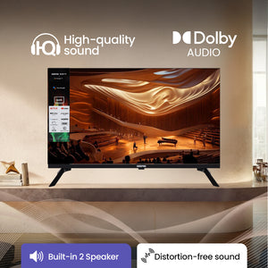 Geepas GLED3215GTQLD 32 Inch HD QLED Smart Google TV | Dolby Audio | Built-in Chromecast | HDMI & USB | 1366x768 Resolution |  Remote & Slim Design | 1-Year Warranty