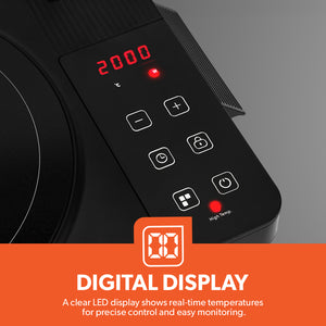 Geepas Digital Infrared Cooker GIC6101 | 2000W High Power  Electric Cooker| Touch Control | Digital Display| Large Heating Plate| Multi Functions | 2 Year Warranty