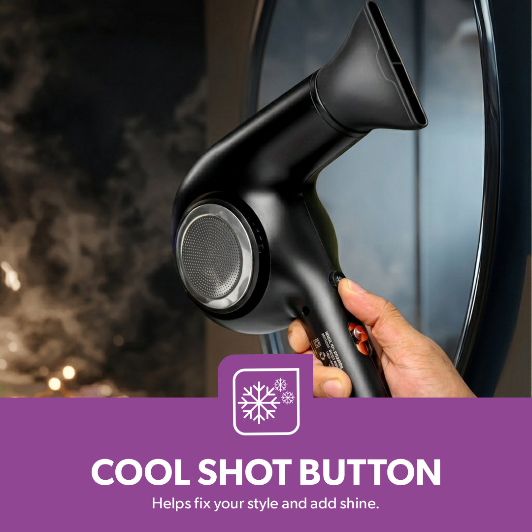 Geepas GH8645 1800W Hair Dryer | DC Motor| 3 Speed Settings| Cool Shot Function| Detachable Concentrator Nozzle| Professional Hair Drying & Styling | 2 Years Warranty