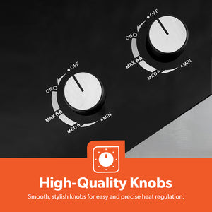 Geepas GGC31018 2-In-1 Built-In Gas Hob |  Premium Tempered Glass Panel |  Sabaf Burners |  Automatic Ignition System & Low Gas Consumption for Modern Kitchens