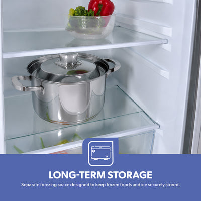 Geepas GRF2209SXE 200L Double Door Defrost Refrigerator | Instant Cooling |138L Net Capacity | Adjustable temperature control | tempered glass shelves | R600a refrigerant