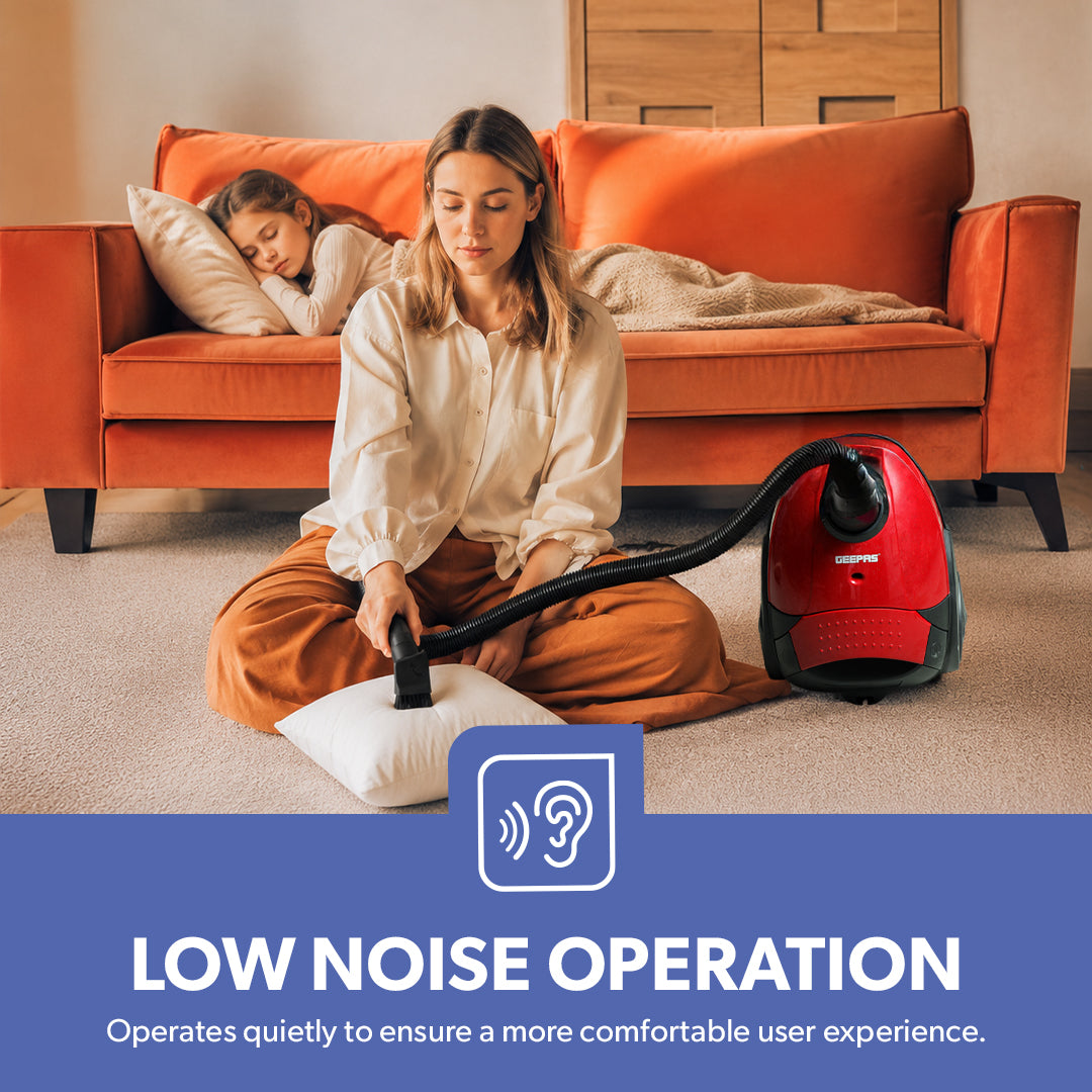 Geepas GVC2594 Vacuum Cleaner |Powerful 2200W Motor |1.5L Dust Bag Capacity | Low Noise Design| Dust Full Indicator |Compact Home Cleaning Vacuum Cleaner| 2 Year Warranty
