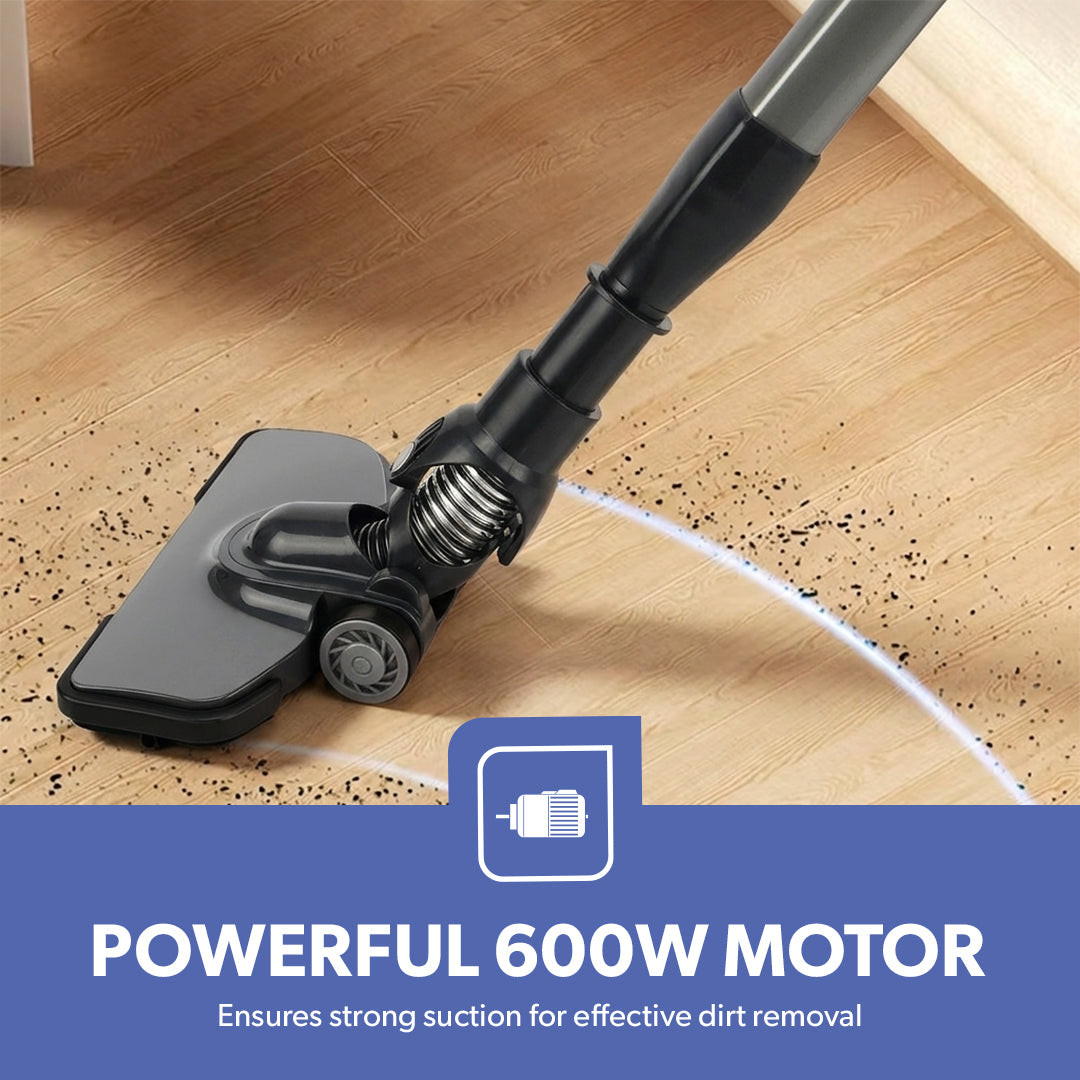 Geepas GVC2596N Stick & Handheld Vacuum Cleaner | 600W with HEPA Filter | 0.9L Dust Capacity | Lightweight & Easy to Use Design | Powerful Suction for Home Cleaning