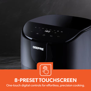 Geepas GAF37551 4L Digital Air Fryer 1500W | Rapid Air Vortex Technology | Oil Free Fryer with Touch Control | Auto Shut Off | Overheat Protection & Non Stick Basket