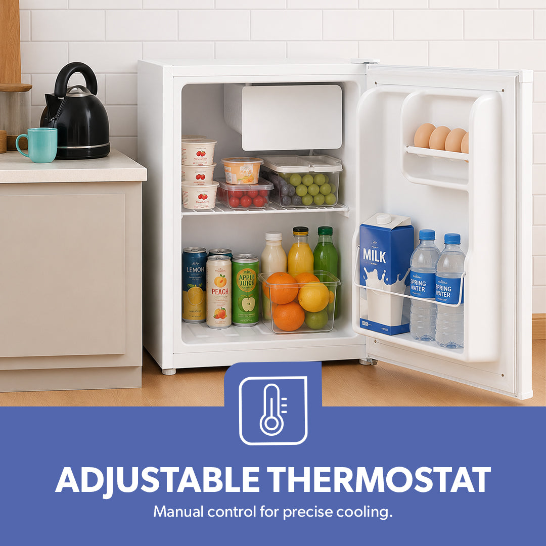 Geepas GRF654WPEN Defrost Mini Fridge | 60L Net Capacity | Compact Refrigerator | Fast cooling performance |Turbo cooling technology |Low-noise operation | Eco-friendly