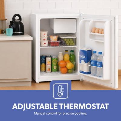 Geepas GRF654WPEN Defrost Mini Fridge | 60L Net Capacity | Compact Refrigerator | Fast cooling performance |Turbo cooling technology |Low-noise operation | Eco-friendly