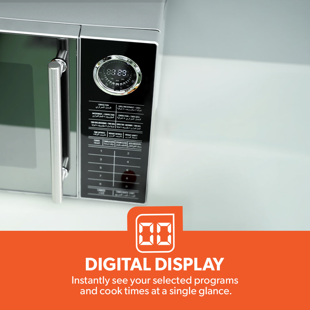 Geepas 30L Convection Microwave Oven  GMO2706CB | Grill, Microwave & Convection Functions | Digital Control | Multi-Stage Cooking | 1400W Power |  1-Year Warranty