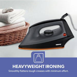 Geepas GDI2748 Heavy Duty Dry Iron | 1200W with Ceramic Coated Soleplate | Auto Cut-Off Thermostat| Adjustable Temperature Control for Safe & Smooth Ironing at Home