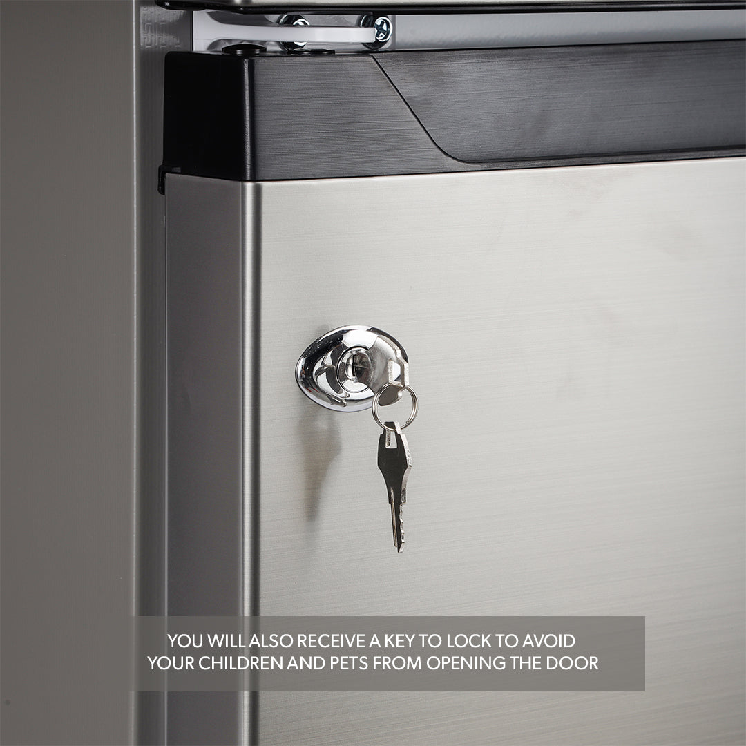 Geepas GRF2400SXE 240L Double Door Defrost Refrigerator | 205L Net Capacity | tropical compressor | Adjustable thermostat |3 durable tempered glass shelves |interior lamp